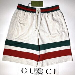 Authentic GUCCI MESH MONOGRAM BASKETBALL GYM SHORTS LARGE 737407 XJFFK 9325 L